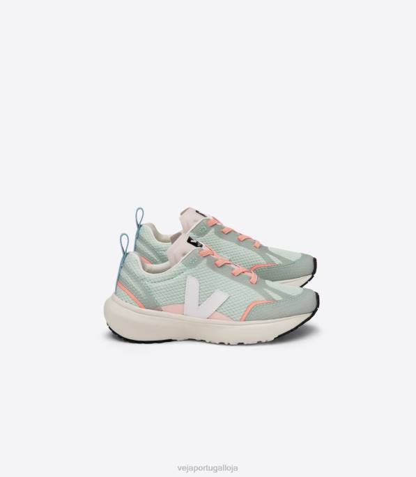 Veja cadarços elásticos canário alveomesh matcha branco Portugal crianças F0VB390