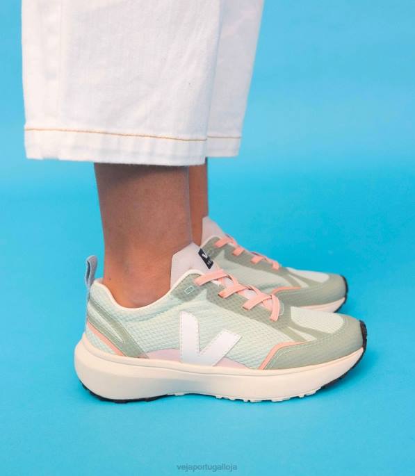 Veja cadarços elásticos canário alveomesh matcha branco Portugal crianças F0VB390