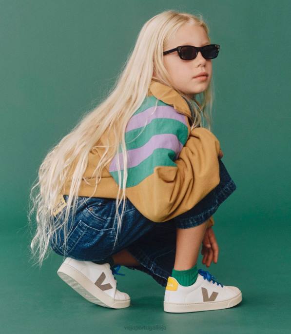 Veja cadarços esplar couro sem cromo white moonrock tônico Portugal crianças F0VB331