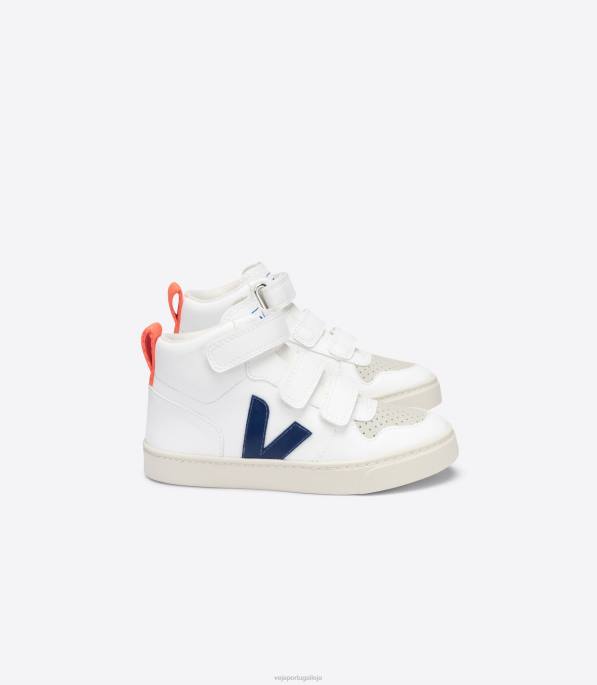 Veja v-10 mid cwl branco cobalto laranja fluo Portugal crianças F0VB346