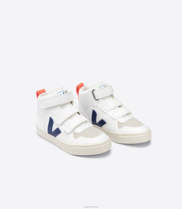 Veja v-10 mid cwl branco cobalto laranja fluo Portugal crianças F0VB346