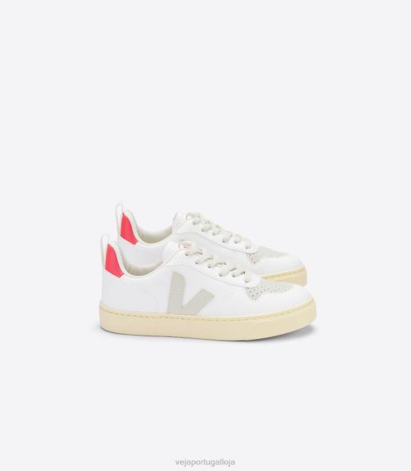 Veja cadarços v-10 cwl branco pierre rose fluo Portugal crianças F0VB367