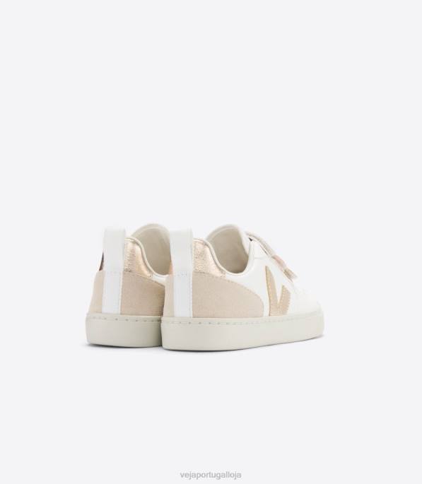 Veja v-10 couro cromado multico branco brilhante Portugal crianças F0VB355