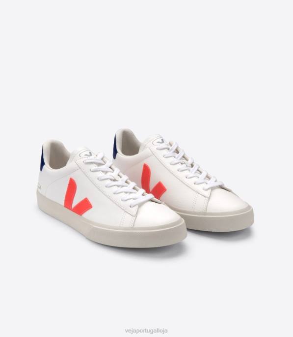 Veja campo chromefree couro branco laranja fluo Portugal homens F0VB16