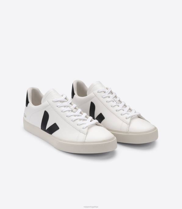 Veja campo chromefree couro branco preto Portugal homens F0VB6