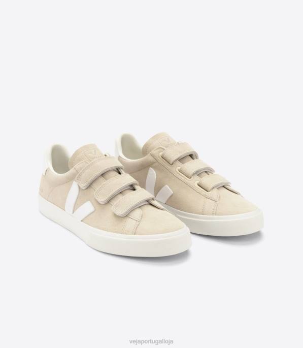 Veja recife couro sem cromo branco amendoado Portugal homens F0VB114
