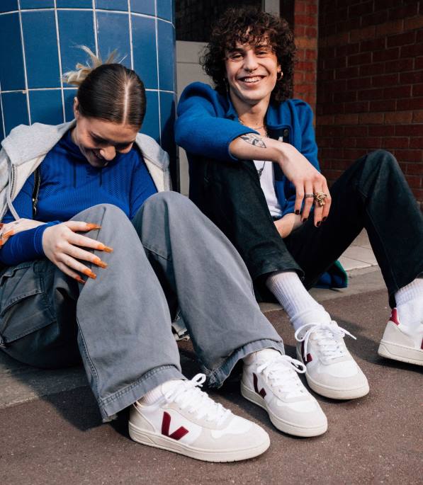 Veja v-10 b-mesh branco marsala natural Portugal homens F0VB57