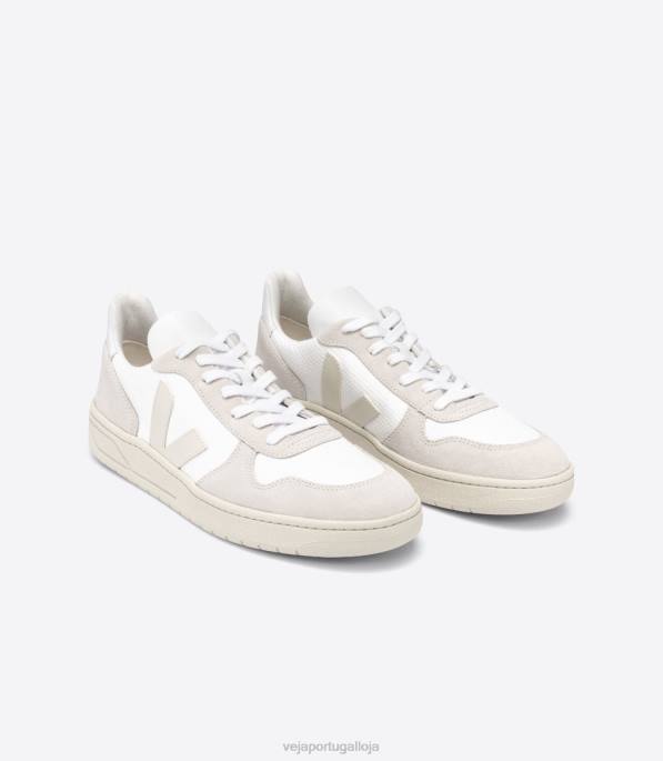 Veja v-10 b-mesh branco natural pierre Portugal homens F0VB44