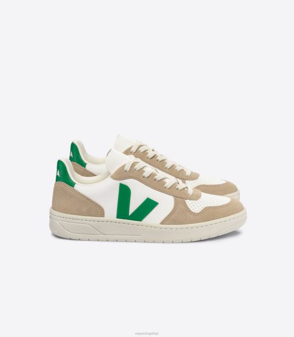 Veja v-10 couro sem cromo branco esmeralda sahara Portugal homens F0VB40