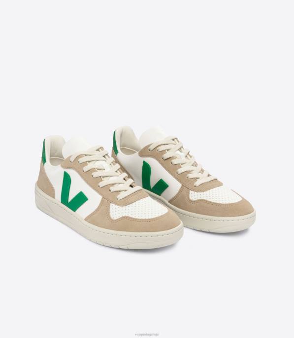 Veja v-10 couro sem cromo branco esmeralda sahara Portugal homens F0VB40