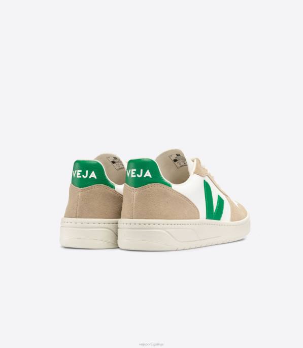 Veja v-10 couro sem cromo branco esmeralda sahara Portugal homens F0VB40