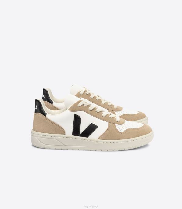 Veja v-10 couro sem cromo branco preto sahara Portugal homens F0VB38