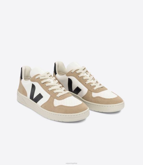 Veja v-10 couro sem cromo branco preto sahara Portugal homens F0VB38