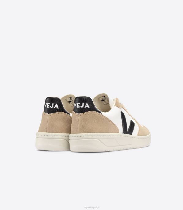 Veja v-10 couro sem cromo branco preto sahara Portugal homens F0VB38