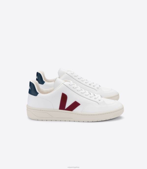 Veja v-12 couro branco marsala náutico Portugal homens F0VB27