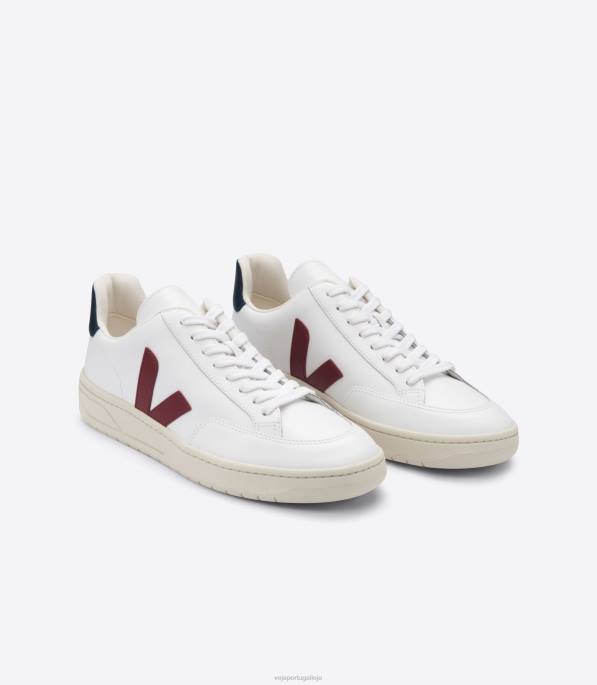 Veja v-12 couro branco marsala náutico Portugal homens F0VB27