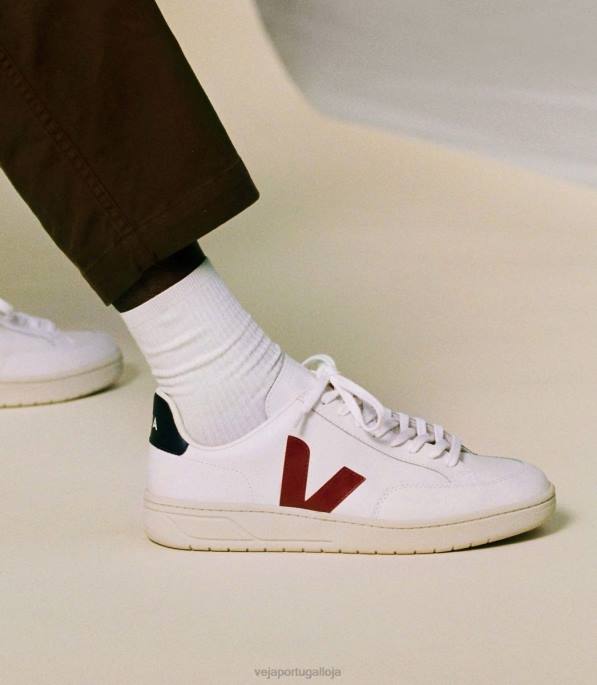 Veja v-12 couro branco marsala náutico Portugal homens F0VB27