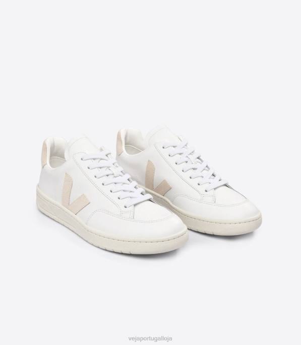 Veja v-12 couro branco sable Portugal homens F0VB25