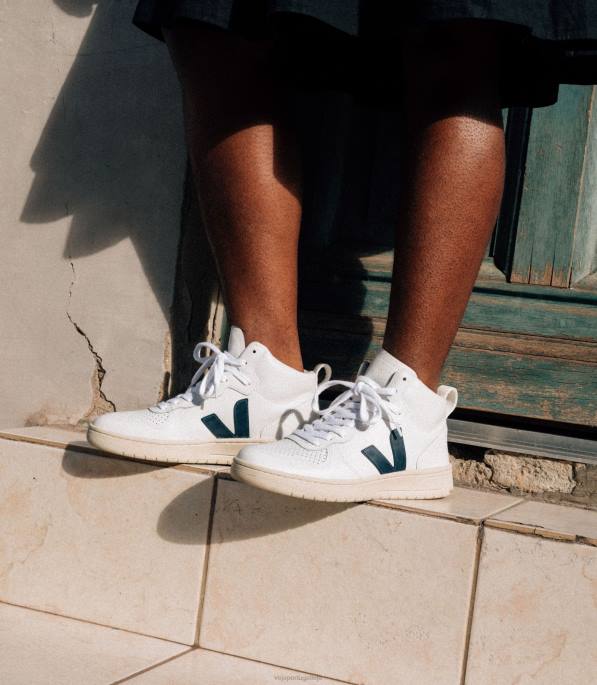 Veja v-15 couro branco náutico Portugal homens F0VB87