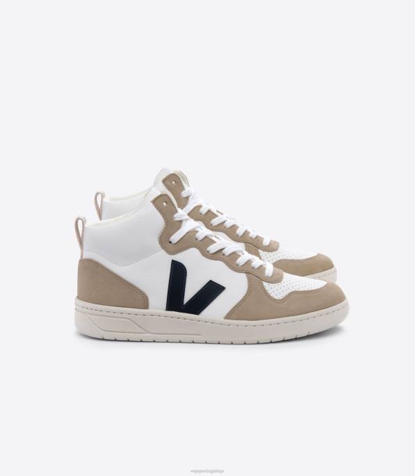 Veja v-15 couro sem cromo branco nautico sahara Portugal homens F0VB79