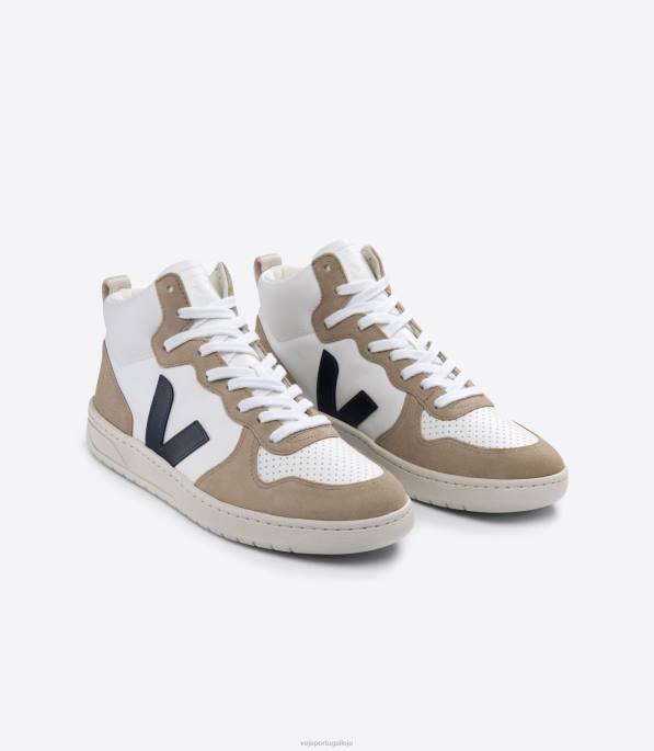 Veja v-15 couro sem cromo branco nautico sahara Portugal homens F0VB79