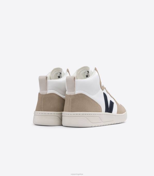 Veja v-15 couro sem cromo branco nautico sahara Portugal homens F0VB79