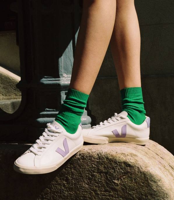 Veja esplar couro branco lavande Portugal mulheres F0VB243