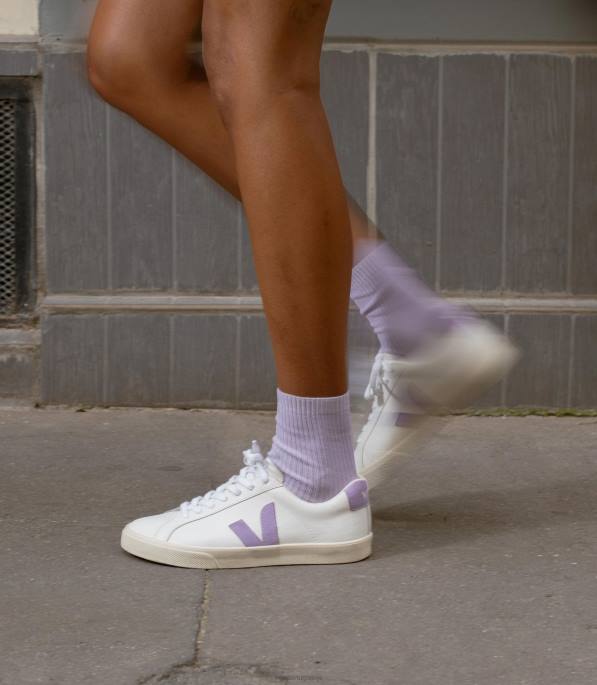 Veja esplar couro extra branco lavande Portugal mulheres F0VB242