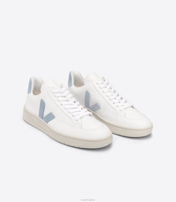 Veja v-12 couro branco aço Portugal mulheres F0VB229